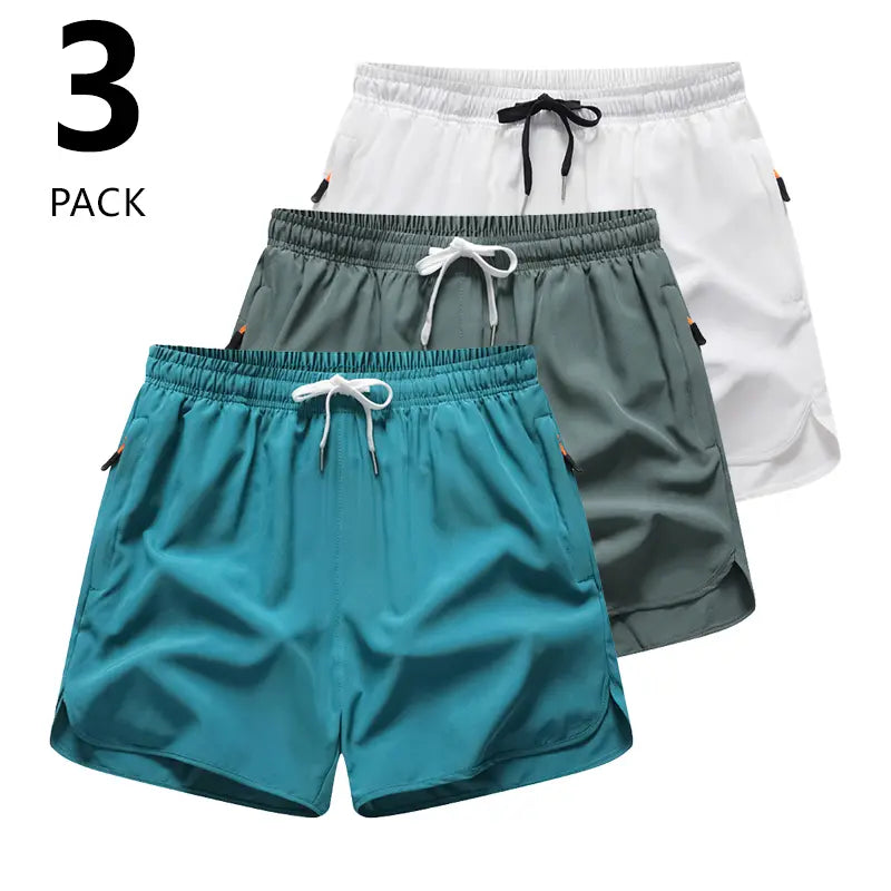 3-Pack Women’S Casual Athletic Shorts, Elastic Waistband with Drawstring, Zippered Pockets — Lightweight, Breathable, Quick-Dry Fabric; Summer Sports Shorts, Solid Color Options