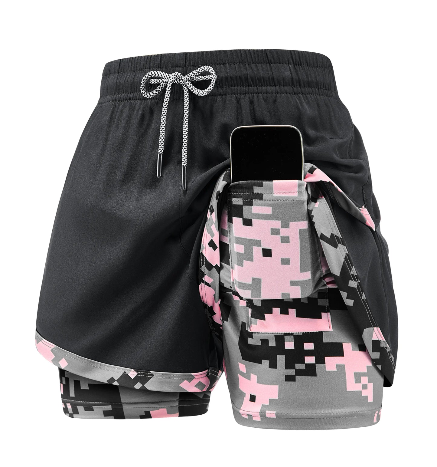 3-Pack Women’S 2-In-1 Camouflage Lined Running Shorts — Quick-Drying, Anti-Chafing Sports Shorts with No Ride-Up Issues, Suitable for the Gym, Yoga, and Outdoor Workouts