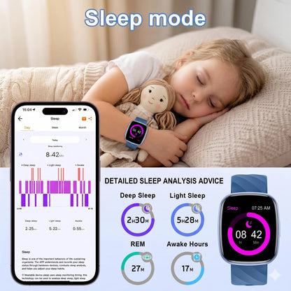 Transformers S60K Kids' Smartwatch 1.6-Inch Fitness Tracker with Heart Rate Monitor, Sleep Tracking, IP68 Water Resistance, 12/24-Hour Format, Educational Toys & Birthday Gifts for Girls Ages 6-12 - Wearable, Adjustable Wearable Adjustable Bluetooth Wrist
