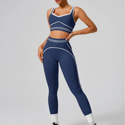 Women'S Two-Piece Seamless Sports Suit, Buttery Soft Quick Dry Activewear, Slim Fit Squat Proof Outfit, Suitable for Hiking Running Fitness Gym, Everyday Summer Yoga Casual Sportswear