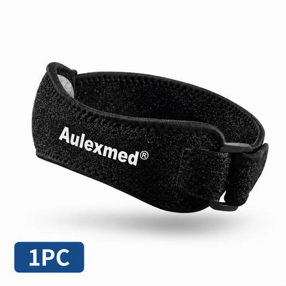 Aulexmed 2Pcs Patella Knee Strap, Adjustable Knee Support Brace with Compression Pad, Comfortable Tendon Stabilizer for Running, Hiking, Gym, Basketball, Black Kneecap,Summerwins #Father'Sday