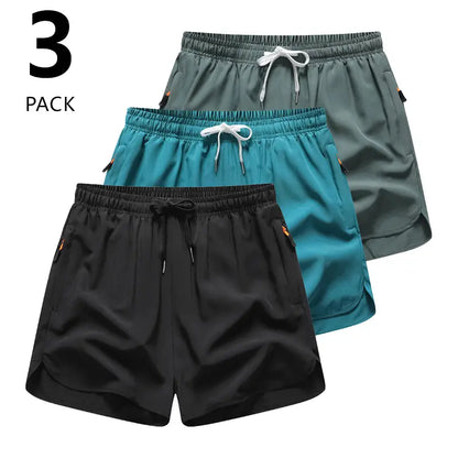3-Pack Women’S Casual Athletic Shorts, Elastic Waistband with Drawstring, Zippered Pockets — Lightweight, Breathable, Quick-Dry Fabric; Summer Sports Shorts, Solid Color Options