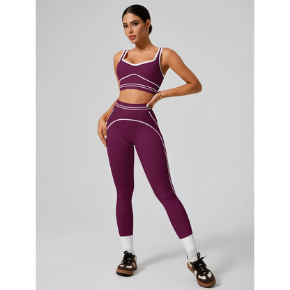 Women'S Two-Piece Seamless Sports Suit, Buttery Soft Quick Dry Activewear, Slim Fit Squat Proof Outfit, Suitable for Hiking Running Fitness Gym, Everyday Summer Yoga Casual Sportswear
