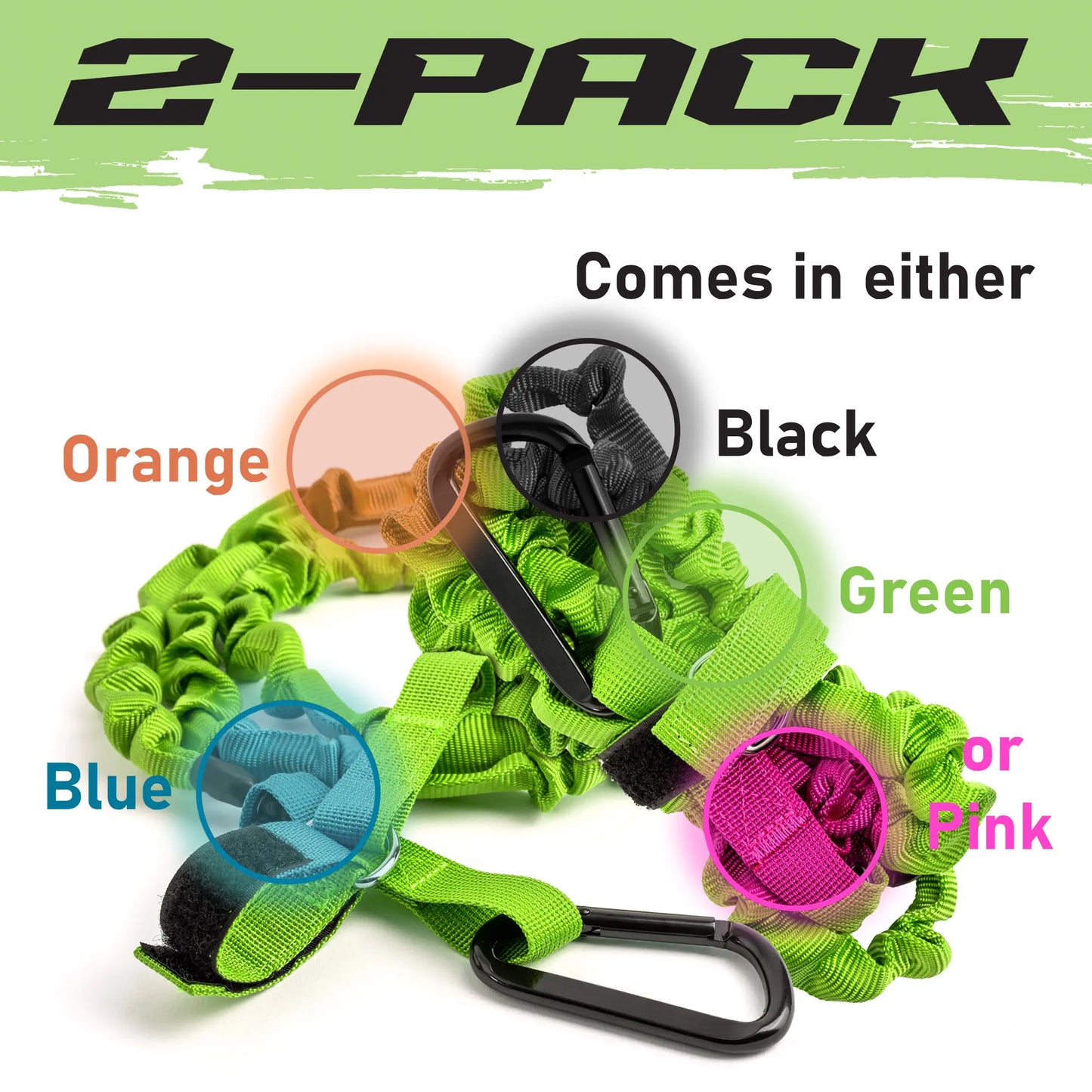 Gradient Fitness 2 Pack Kayak Paddle Leash, 5-8 Feet Stretchable Paddle Strap with Carabiner Secure Leash Lanyard Rope for SUP Kayak Canoe Paddle Fishing Pole Rod