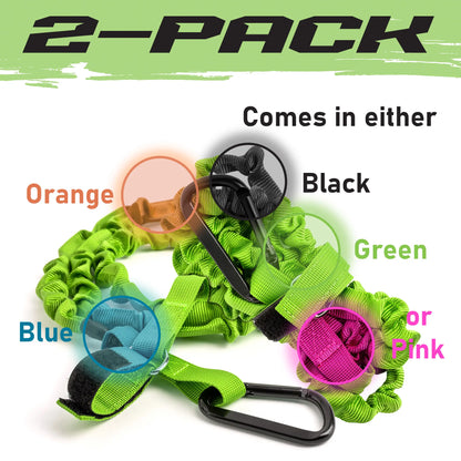 Gradient Fitness 2 Pack Kayak Paddle Leash, 5-8 Feet Stretchable Paddle Strap with Carabiner Secure Leash Lanyard Rope for SUP Kayak Canoe Paddle Fishing Pole Rod