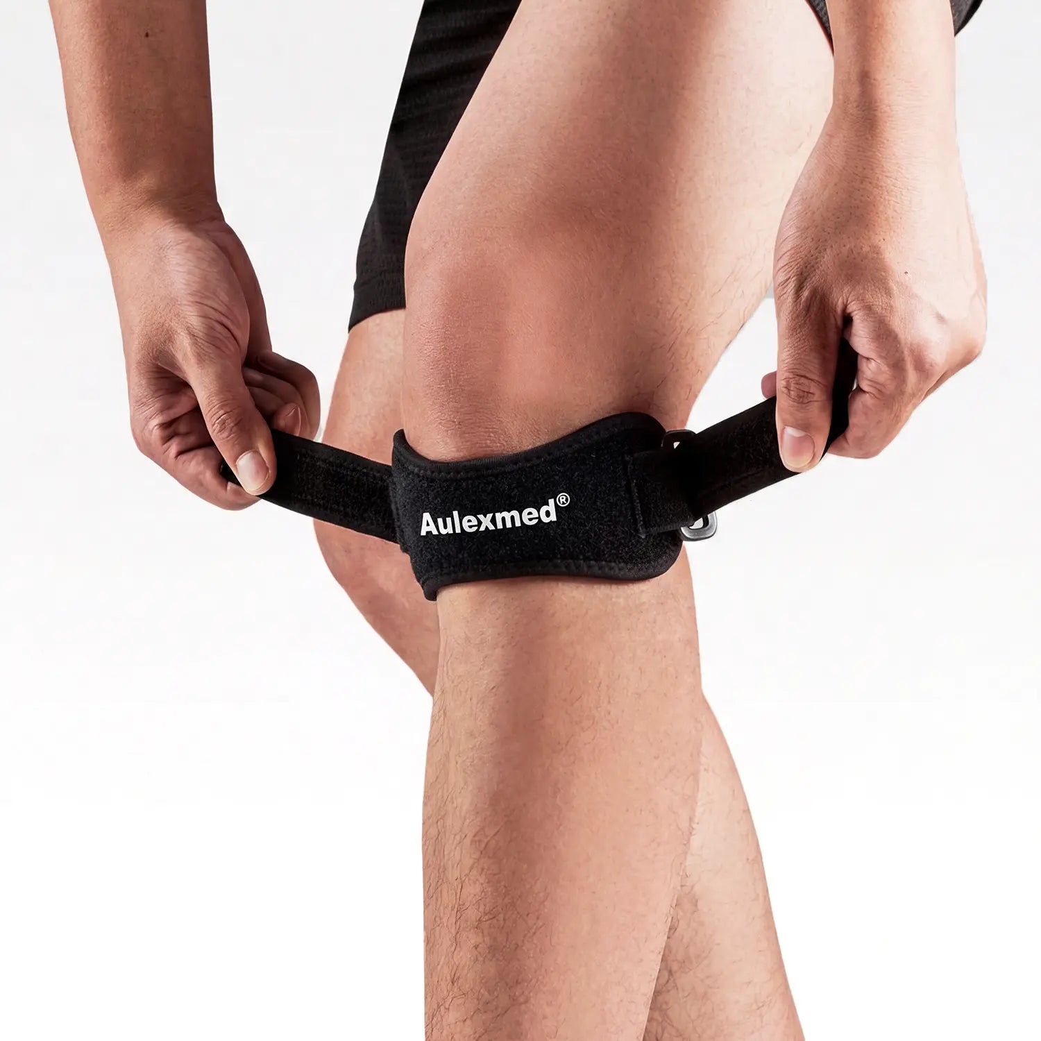 Aulexmed 2Pcs Patella Knee Strap, Adjustable Knee Support Brace with Compression Pad, Comfortable Tendon Stabilizer for Running, Hiking, Gym, Basketball, Black Kneecap,Summerwins #Father'Sday