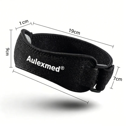 Aulexmed 2Pcs Patella Knee Strap, Adjustable Knee Support Brace with Compression Pad, Comfortable Tendon Stabilizer for Running, Hiking, Gym, Basketball, Black Kneecap,Summerwins #Father'Sday