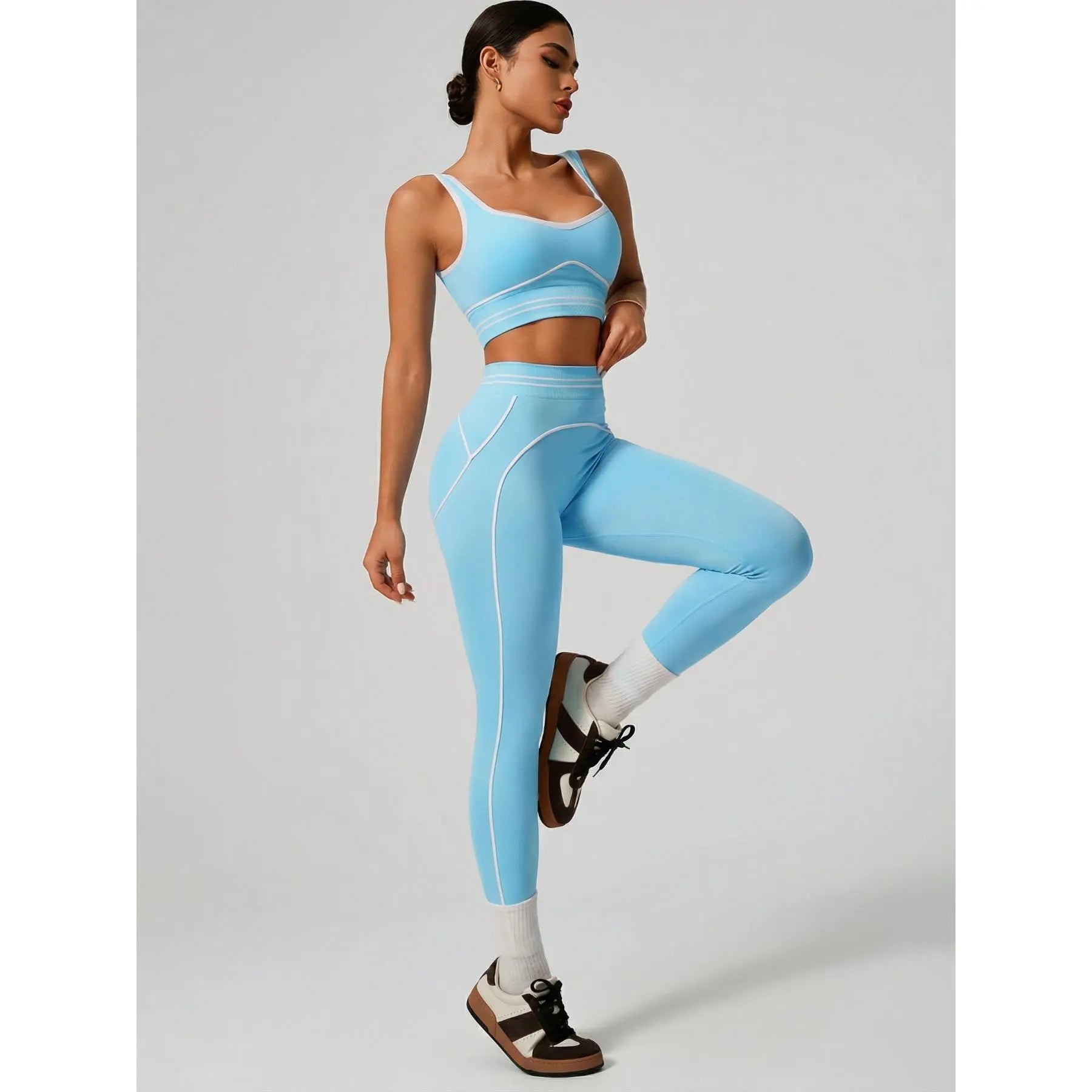 Women'S Two-Piece Seamless Sports Suit, Buttery Soft Quick Dry Activewear, Slim Fit Squat Proof Outfit, Suitable for Hiking Running Fitness Gym, Everyday Summer Yoga Casual Sportswear