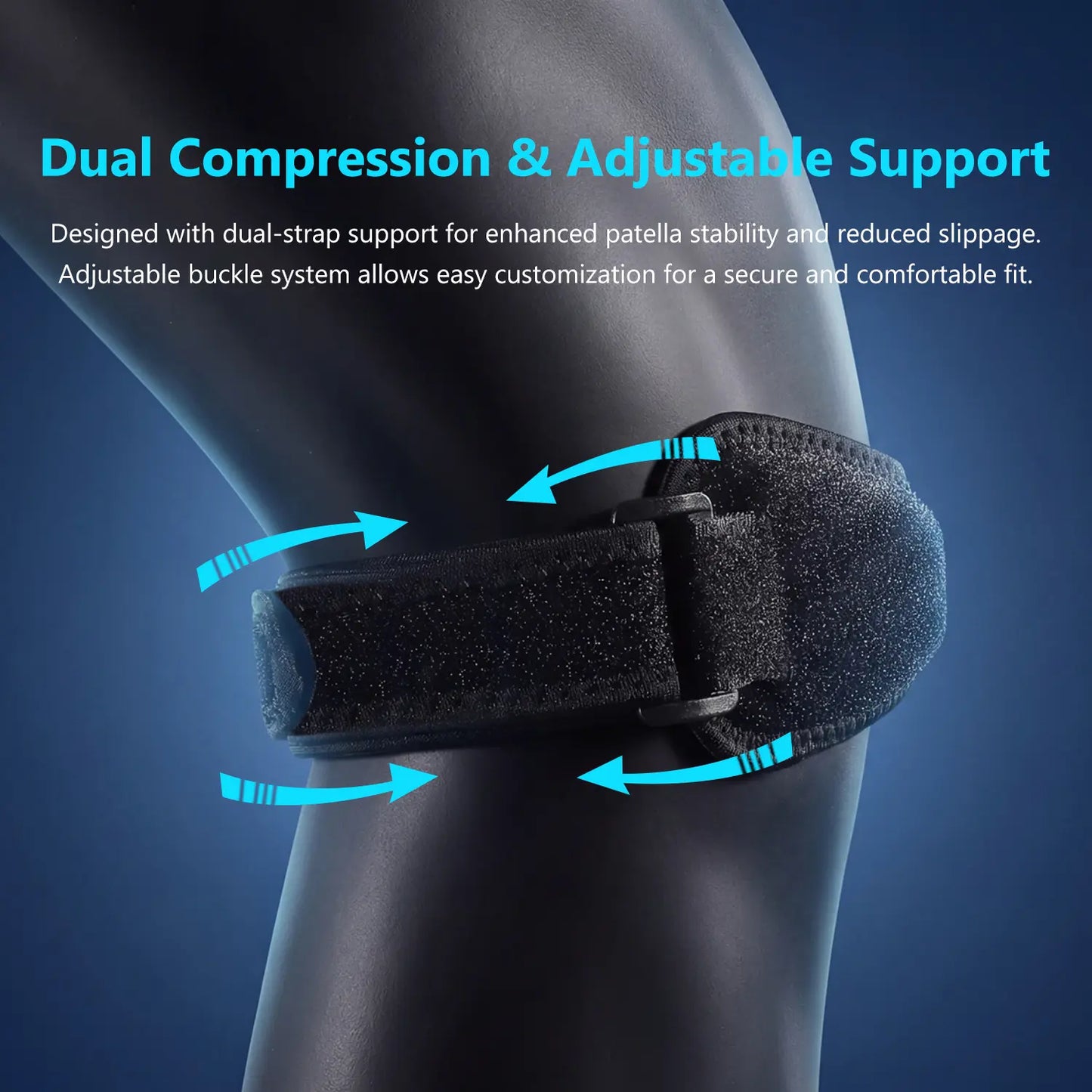 Aulexmed 2Pcs Patella Knee Strap, Adjustable Knee Support Brace with Compression Pad, Comfortable Tendon Stabilizer for Running, Hiking, Gym, Basketball, Black Kneecap,Summerwins #Father'Sday