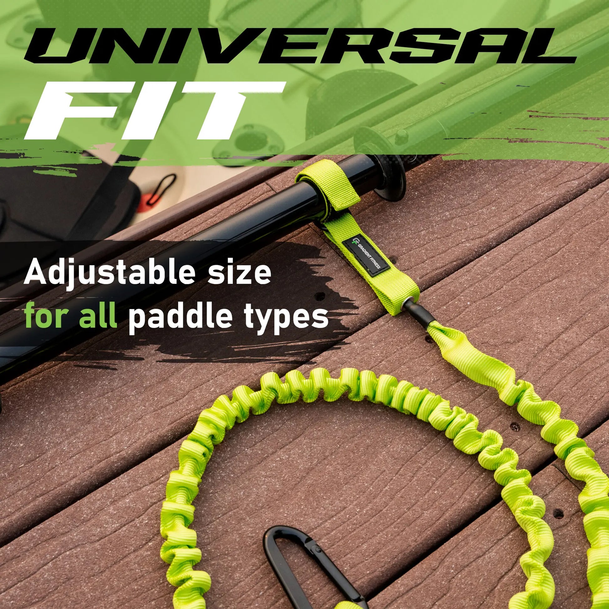 Gradient Fitness 2 Pack Kayak Paddle Leash, 5-8 Feet Stretchable Paddle Strap with Carabiner Secure Leash Lanyard Rope for SUP Kayak Canoe Paddle Fishing Pole Rod