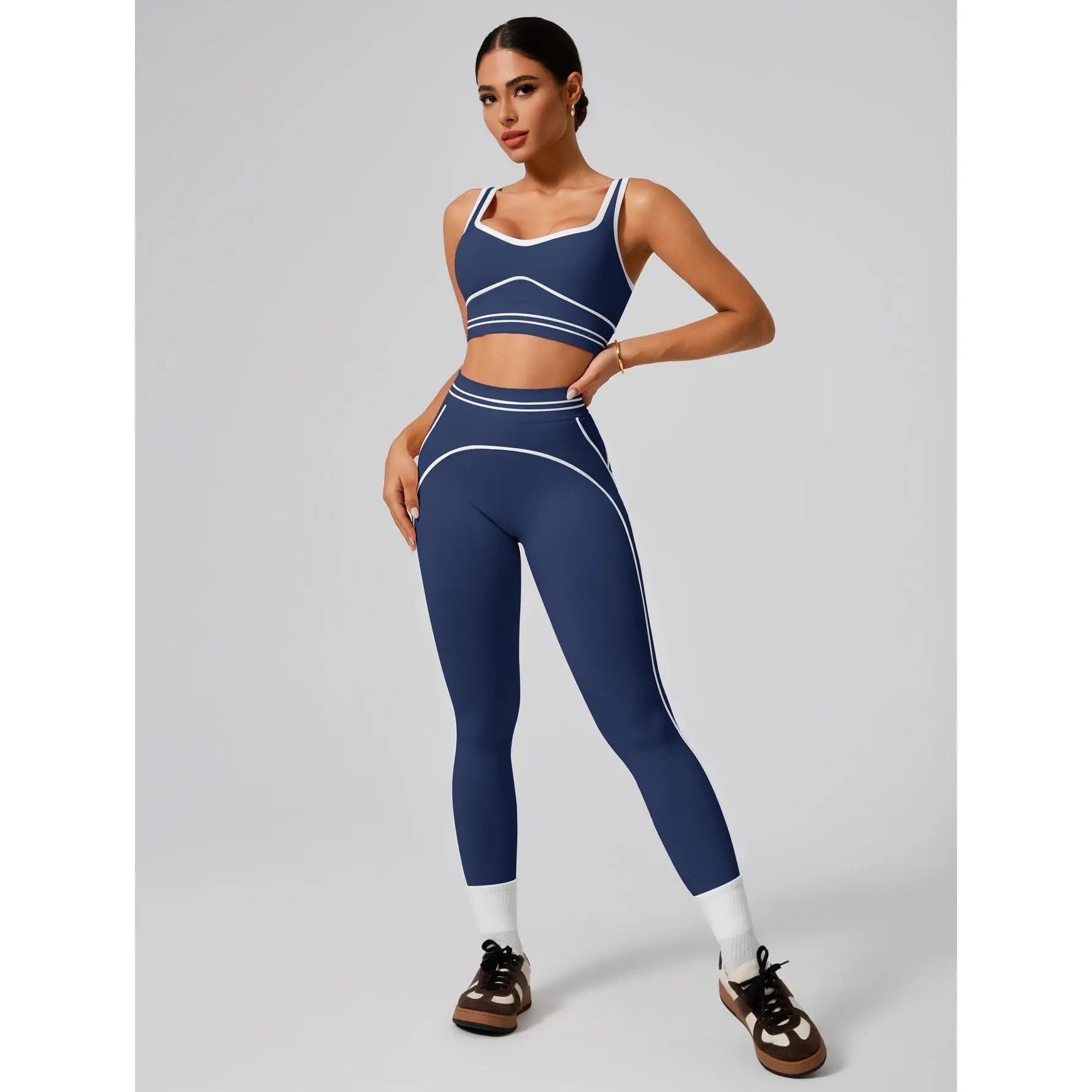 Women'S Two-Piece Seamless Sports Suit, Buttery Soft Quick Dry Activewear, Slim Fit Squat Proof Outfit, Suitable for Hiking Running Fitness Gym, Everyday Summer Yoga Casual Sportswear