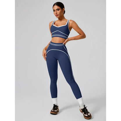 Women'S Two-Piece Seamless Sports Suit, Buttery Soft Quick Dry Activewear, Slim Fit Squat Proof Outfit, Suitable for Hiking Running Fitness Gym, Everyday Summer Yoga Casual Sportswear